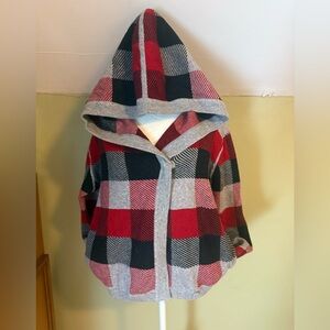 Aiko Wool-Blend Plaid Hooded One Button Sweate